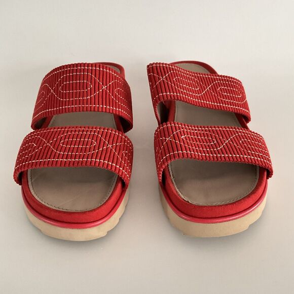 Donald Pliner Sandals Women 8.5M Red Cait Double Strap Open-toe Wedge - Picture 4 of 12